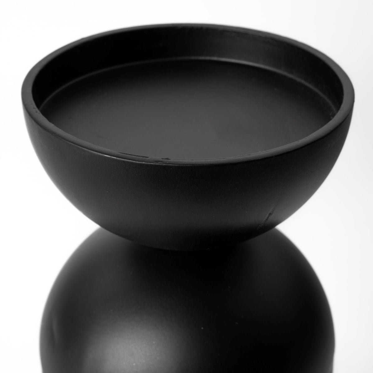 Alex Small Black Metal Cylindrical Table Candle Holder-Table Candle Holders-DECOROLALA