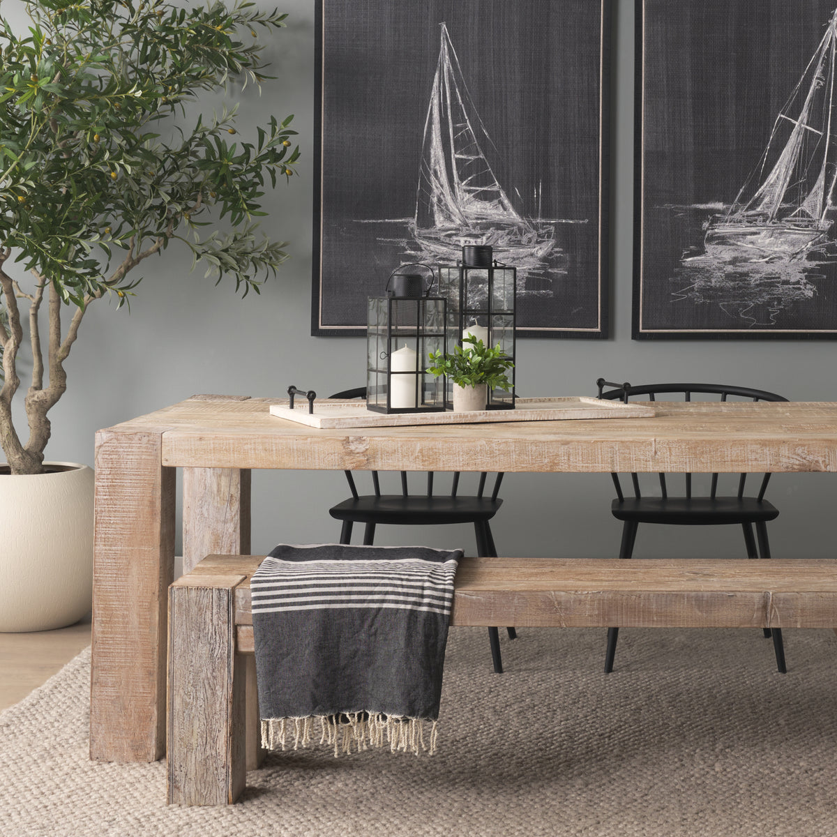 Alfred 35L x 16W Natural Wooden Herringbone Rectangular Tray-Trays-DECOROLALA