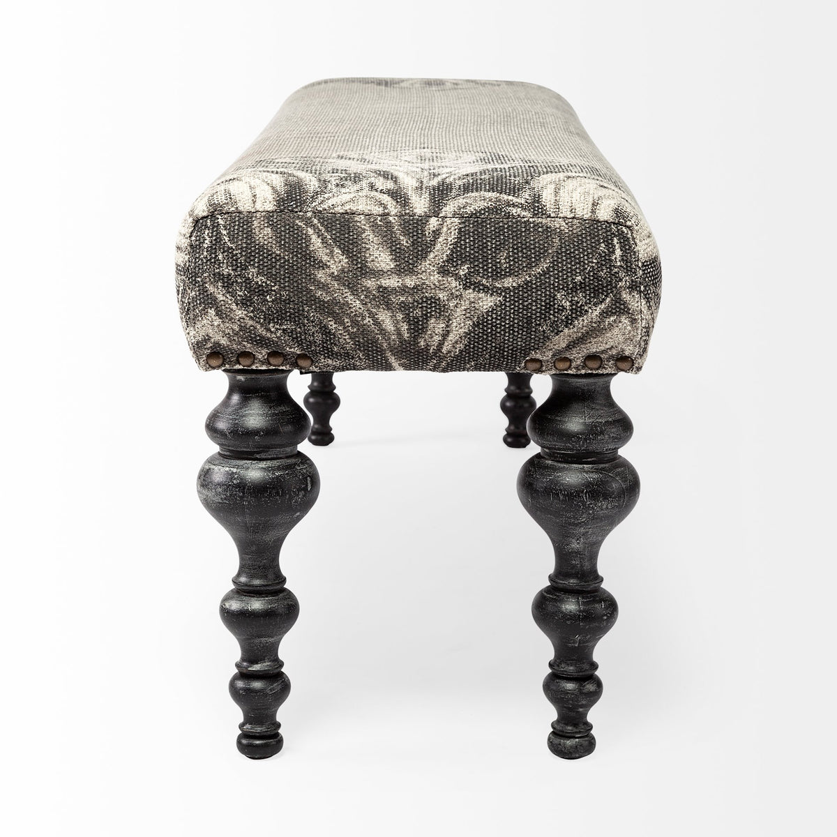 Alhambra 55L x 14W Upholstered Gray Seat W/Black Wood Legs Accent Bench-Benches-DECOROLALA