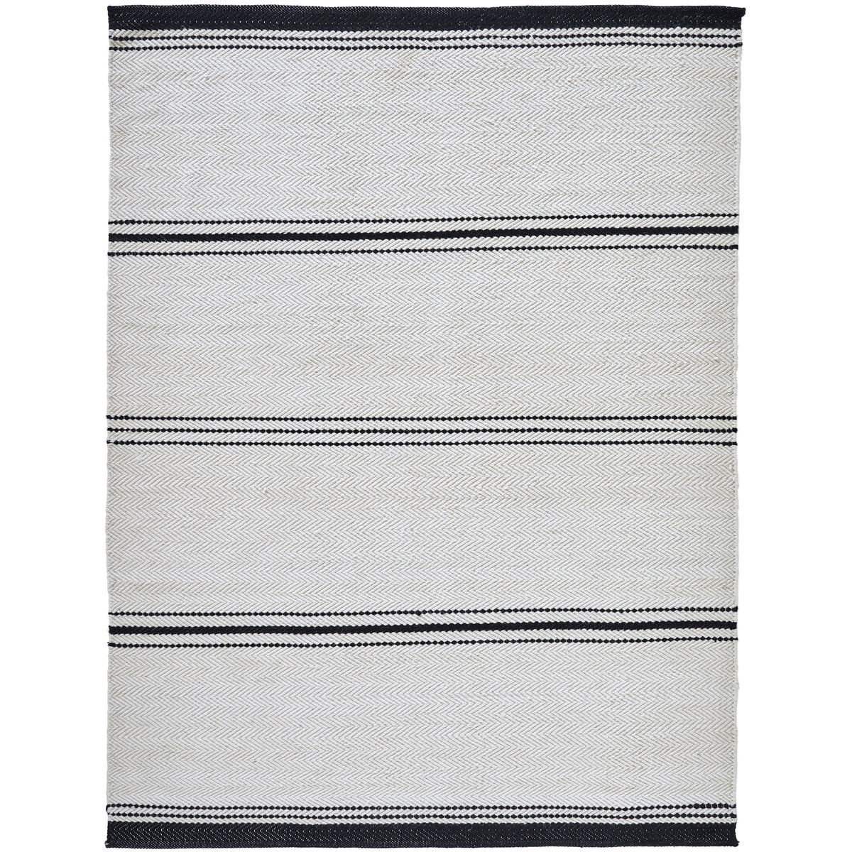 Alice Ivory and Black Stripe Wool Rug-Rugs-DECOROLALA