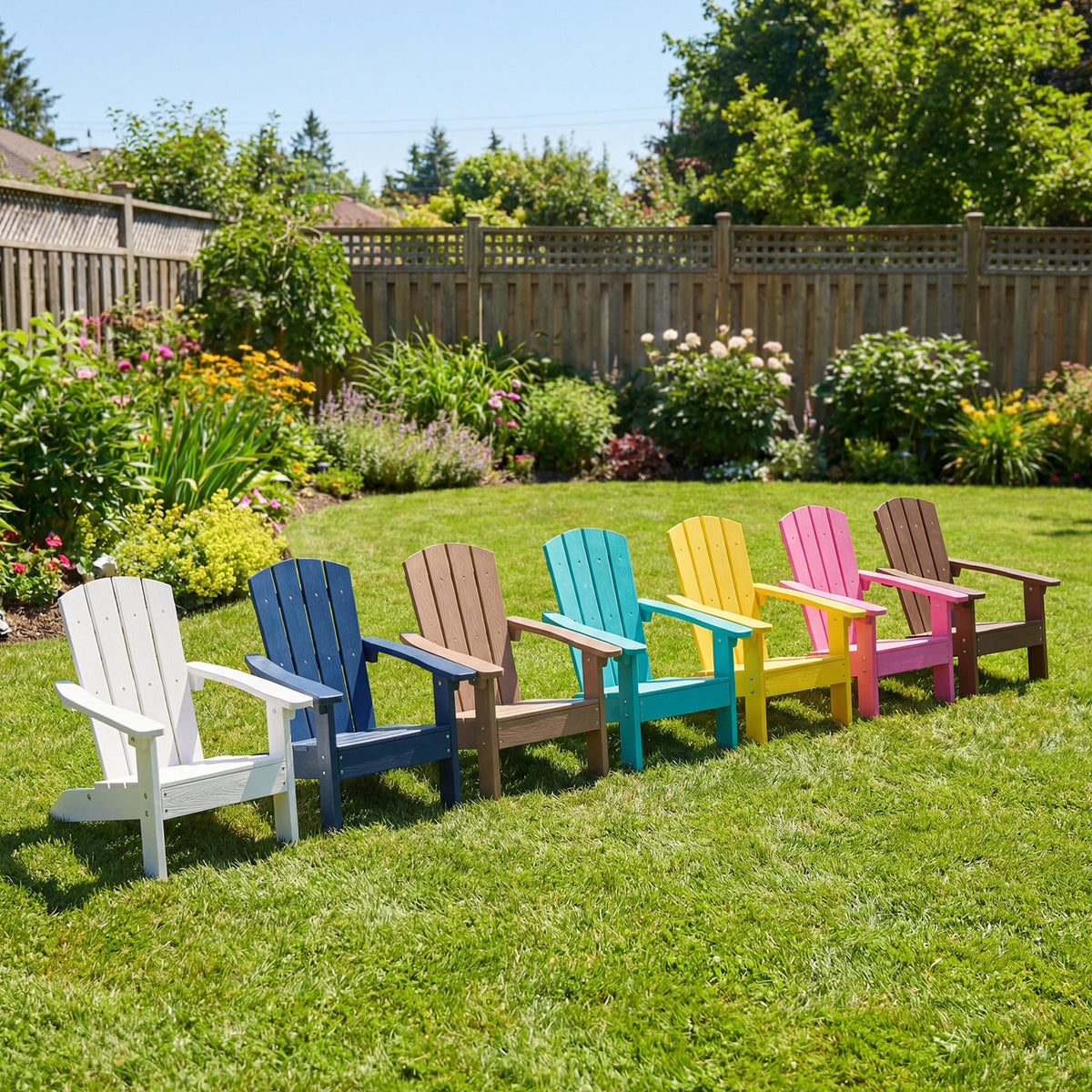 All-Weather HDPE Kid's Adirondack Chair with with High Backrest and Armrests-Natural-Kids Chairs-DECOROLALA
