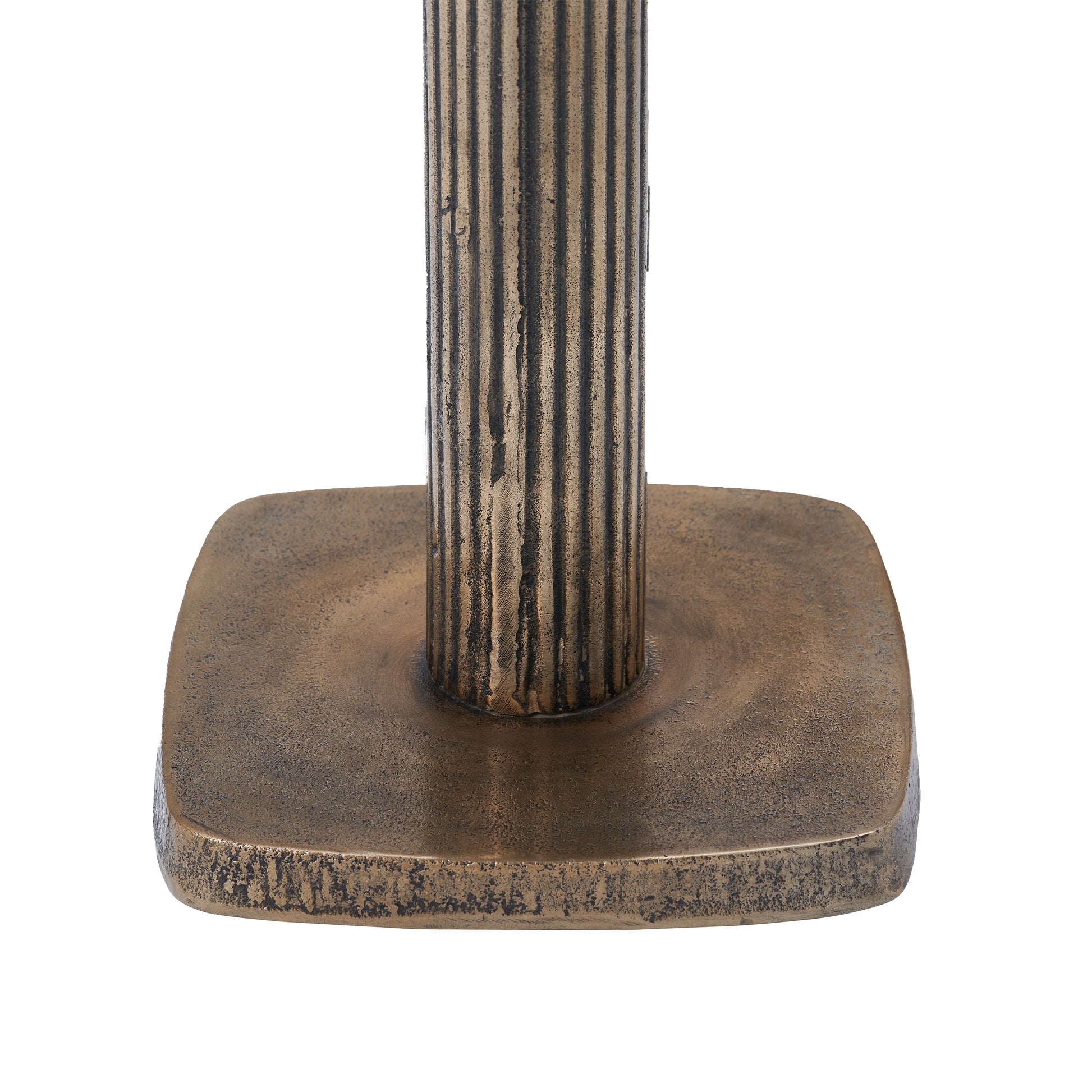 Allard Indoor Cast Aluminum Side Table, Antique Brass-End Table-DECOROLALA