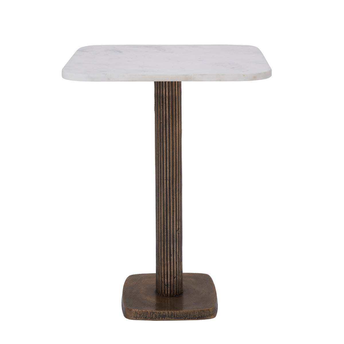 Allard Indoor Cast Aluminum Side Table, Antique Brass-End Tables-DECOROLALA