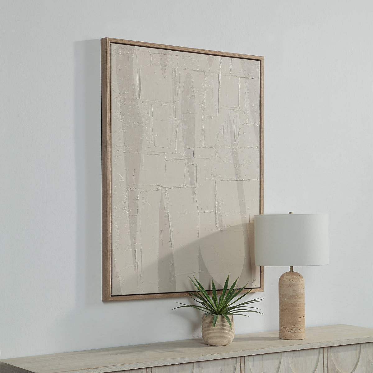 Allegra 36.1" Wide Canvas Art with Wood Frame, Oak-Canvas Prints-DECOROLALA