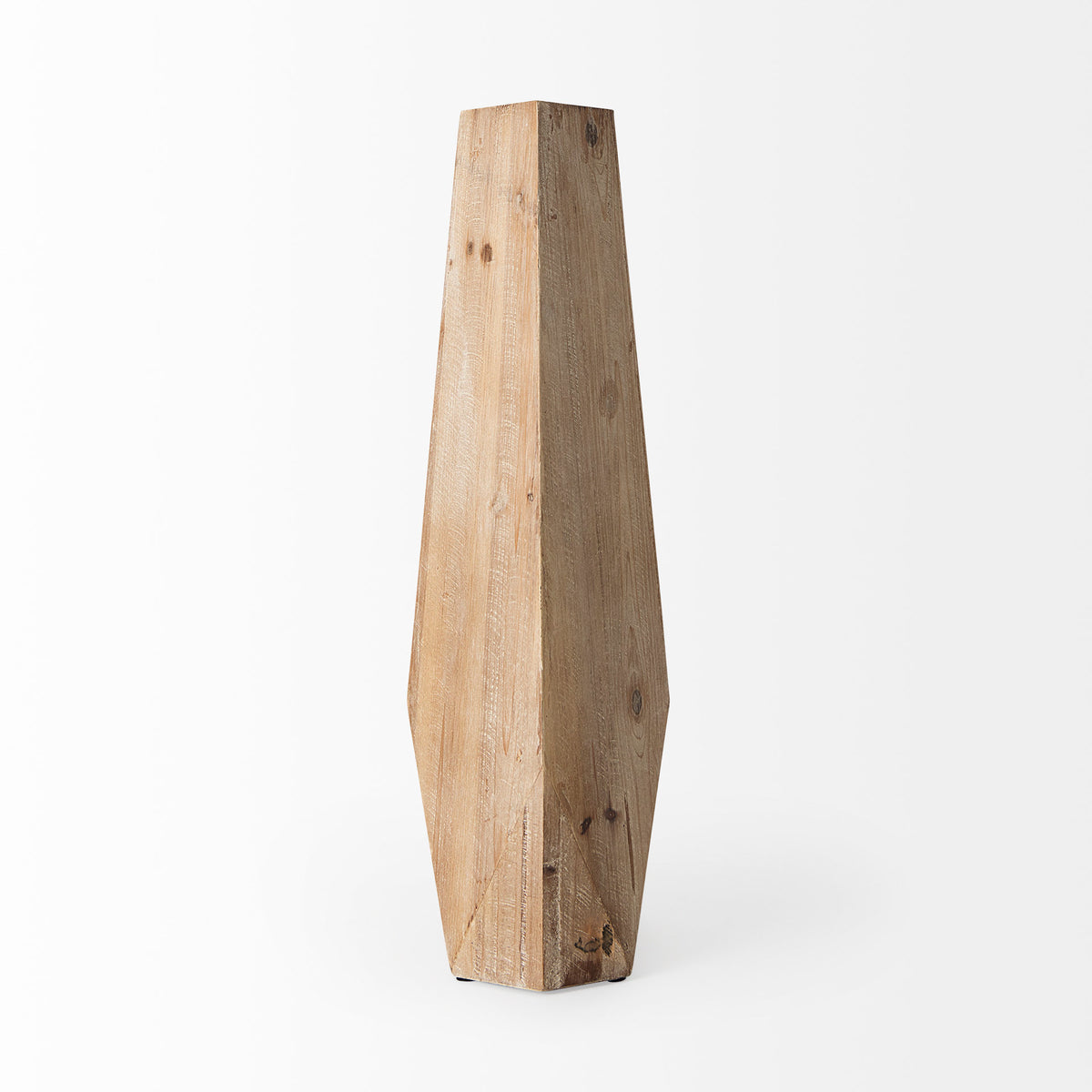 Allen I Large Natural Wooden Base Oval Vase-Vase-DECOROLALA