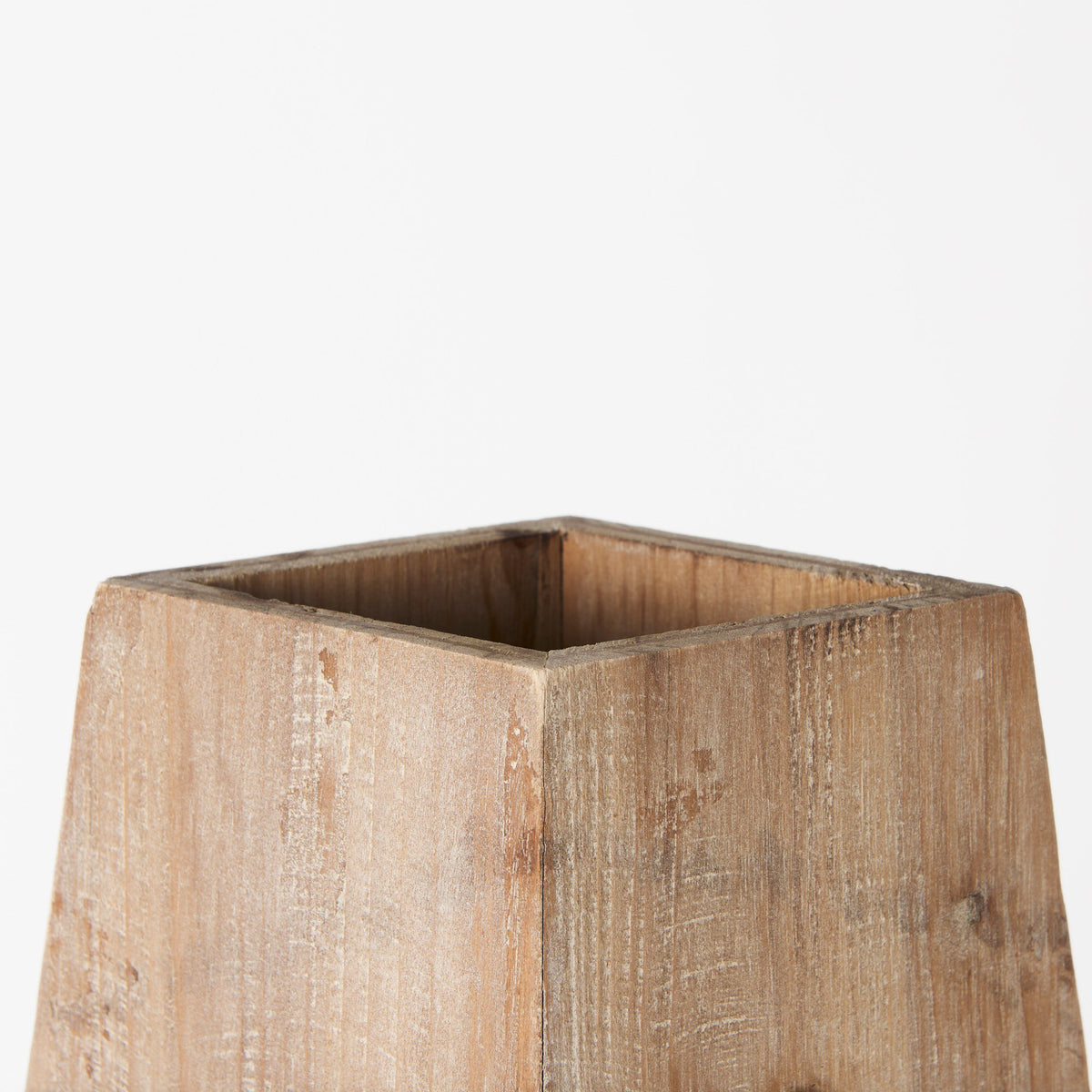 Allen I Large Natural Wooden Base Oval Vase-Vase-DECOROLALA