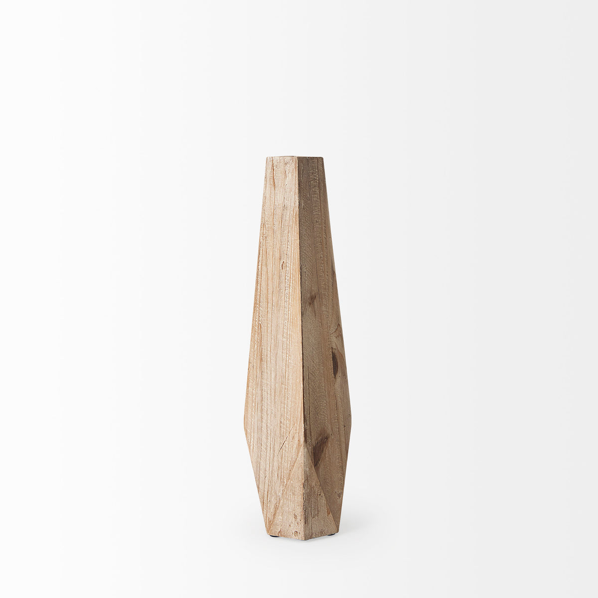 Allen II Small Natural Wooden Base Oval Vase-Vase-DECOROLALA
