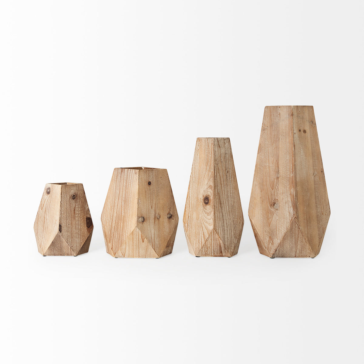 Allen II Small Natural Wooden Base Oval Vase-Vase-DECOROLALA