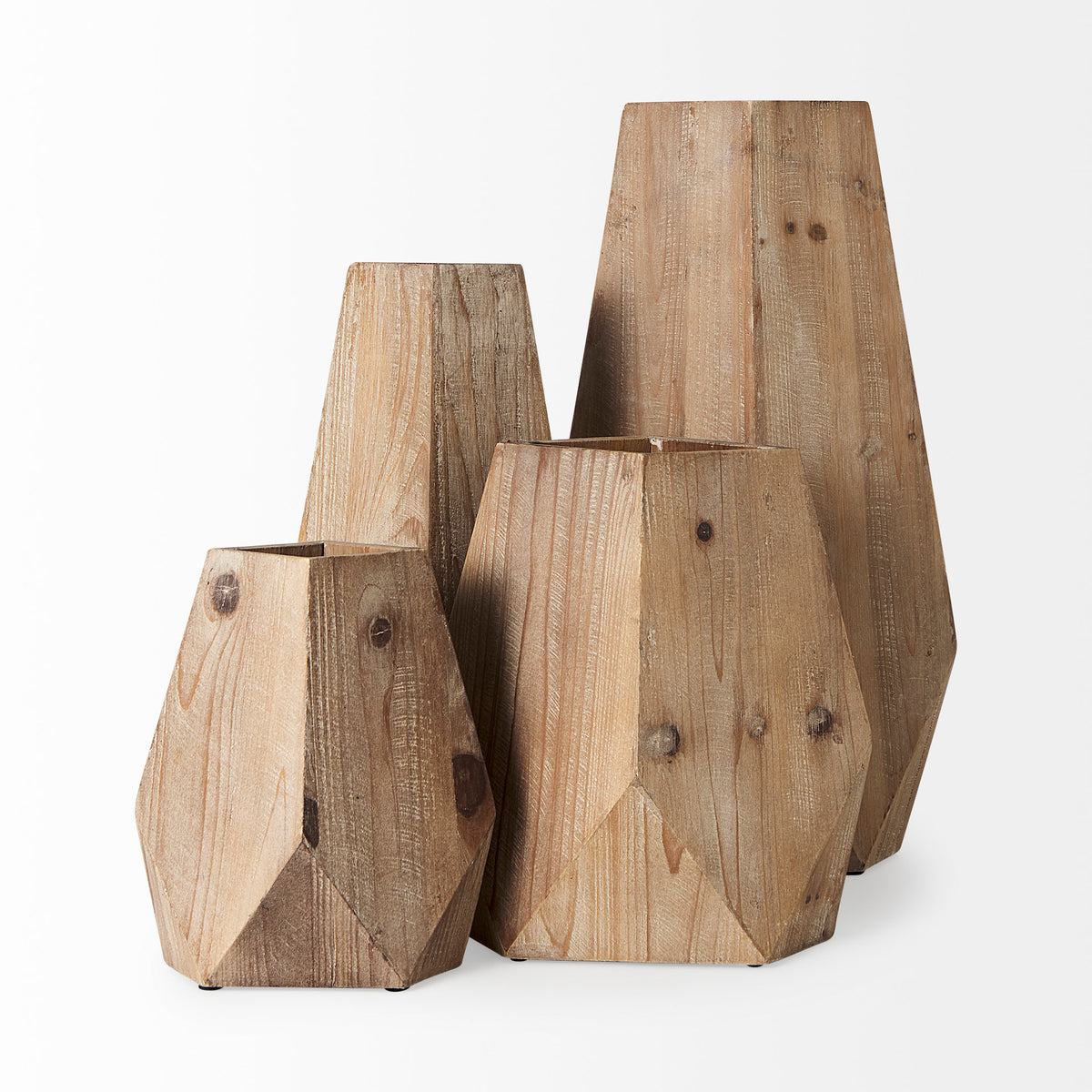 Allen II Small Natural Wooden Base Oval Vase-Vase-DECOROLALA