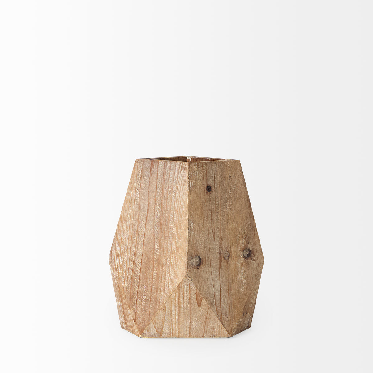 Allen III Tall Natural Wooden Base Oval Vase-Vase-DECOROLALA