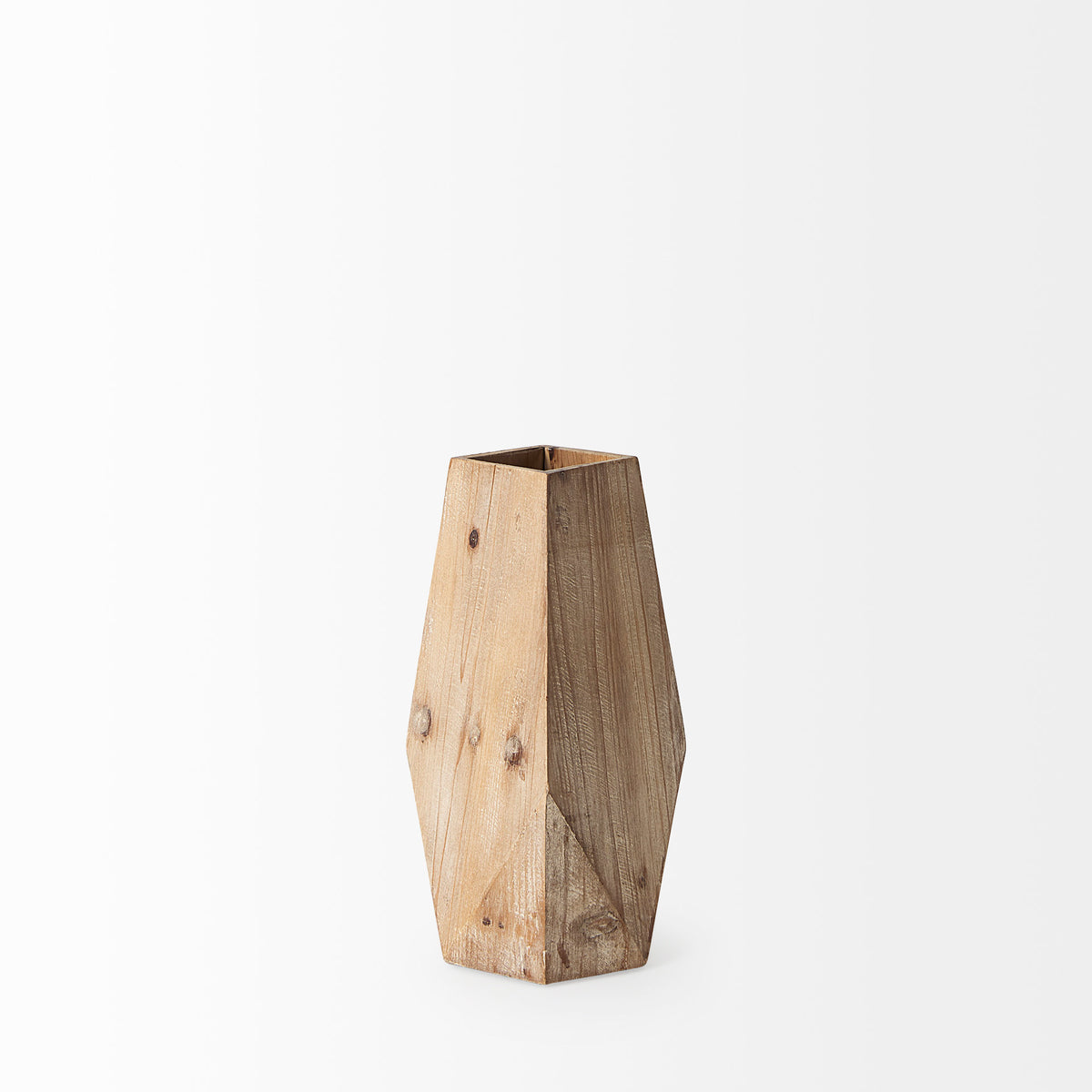 Allen III Tall Natural Wooden Base Oval Vase-Vase-DECOROLALA