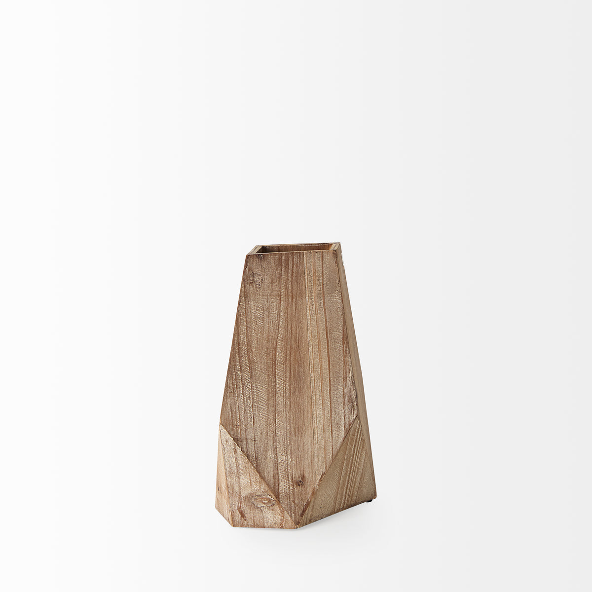Allen III Tall Natural Wooden Base Oval Vase-Vase-DECOROLALA