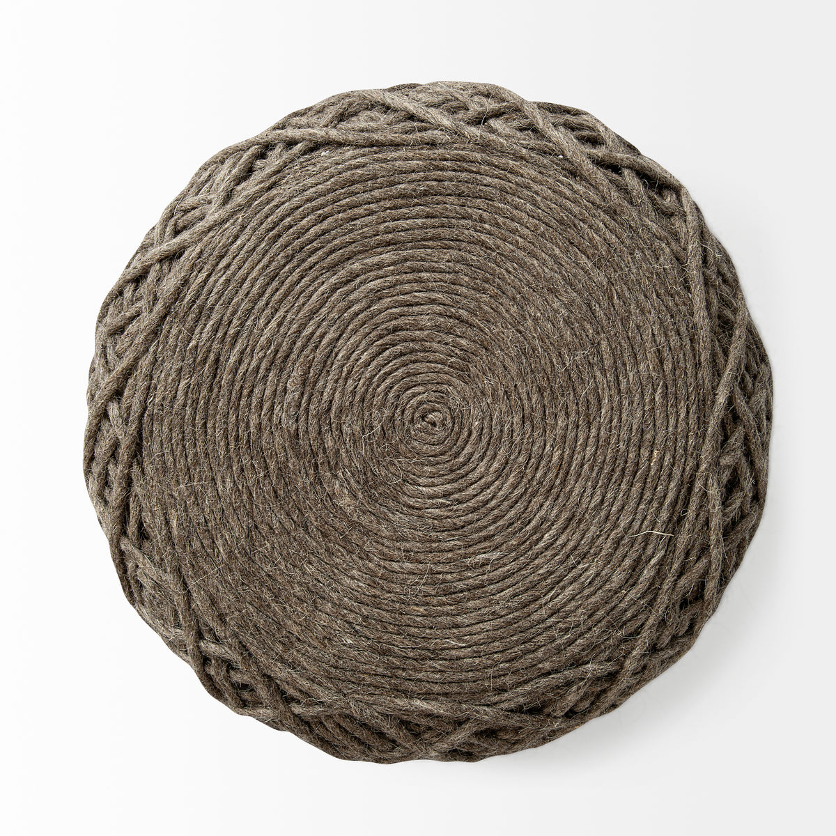 Allium Oatmeal Handwoven Wool Cylindrical Pouf-Poufs-DECOROLALA