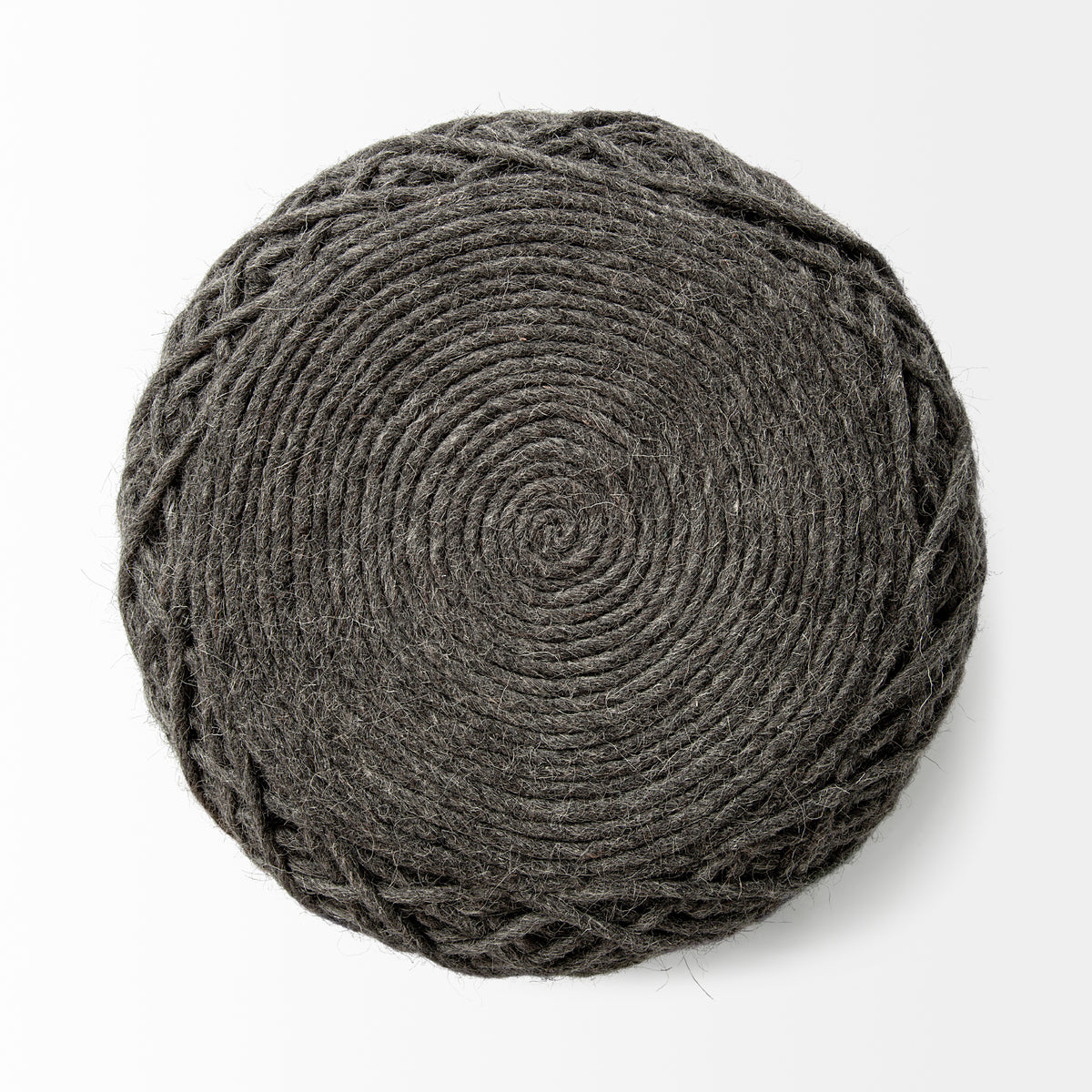 Allium Oatmeal Handwoven Wool Cylindrical Pouf-Poufs-DECOROLALA