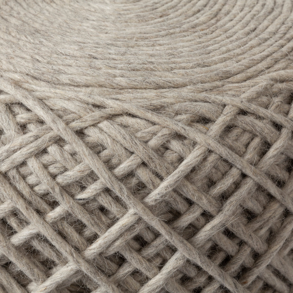 Allium Oatmeal Handwoven Wool Cylindrical Pouf-Poufs-DECOROLALA