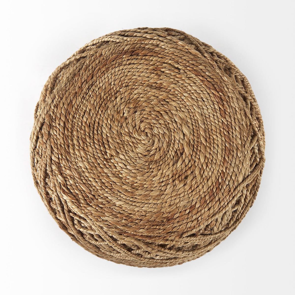 Allium Oatmeal Handwoven Wool Cylindrical Pouf-Poufs-DECOROLALA