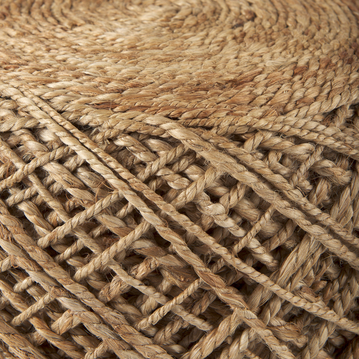 Allium Oatmeal Handwoven Wool Cylindrical Pouf-Poufs-DECOROLALA