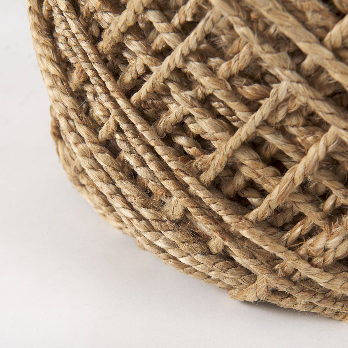 Allium Oatmeal Handwoven Wool Cylindrical Pouf-Poufs-DECOROLALA