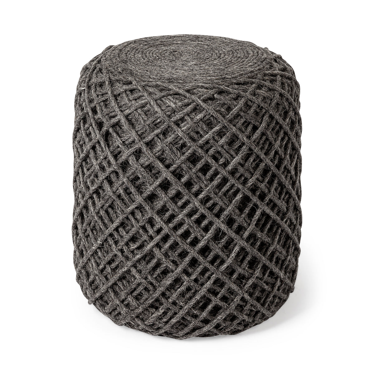 Allium Oatmeal Handwoven Wool Cylindrical Pouf-Poufs-DECOROLALA