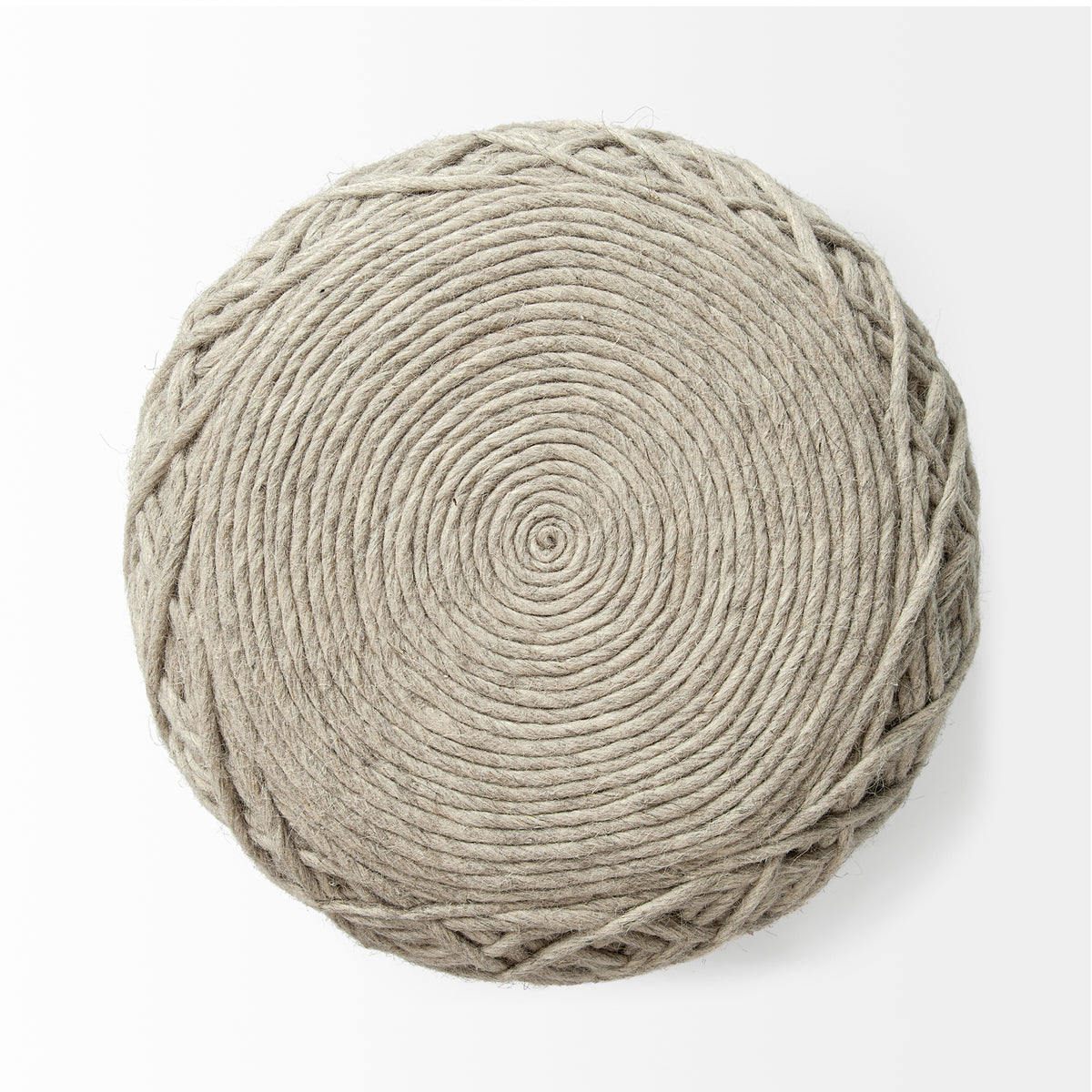 Allium Oatmeal Handwoven Wool Cylindrical Pouf-Poufs-DECOROLALA