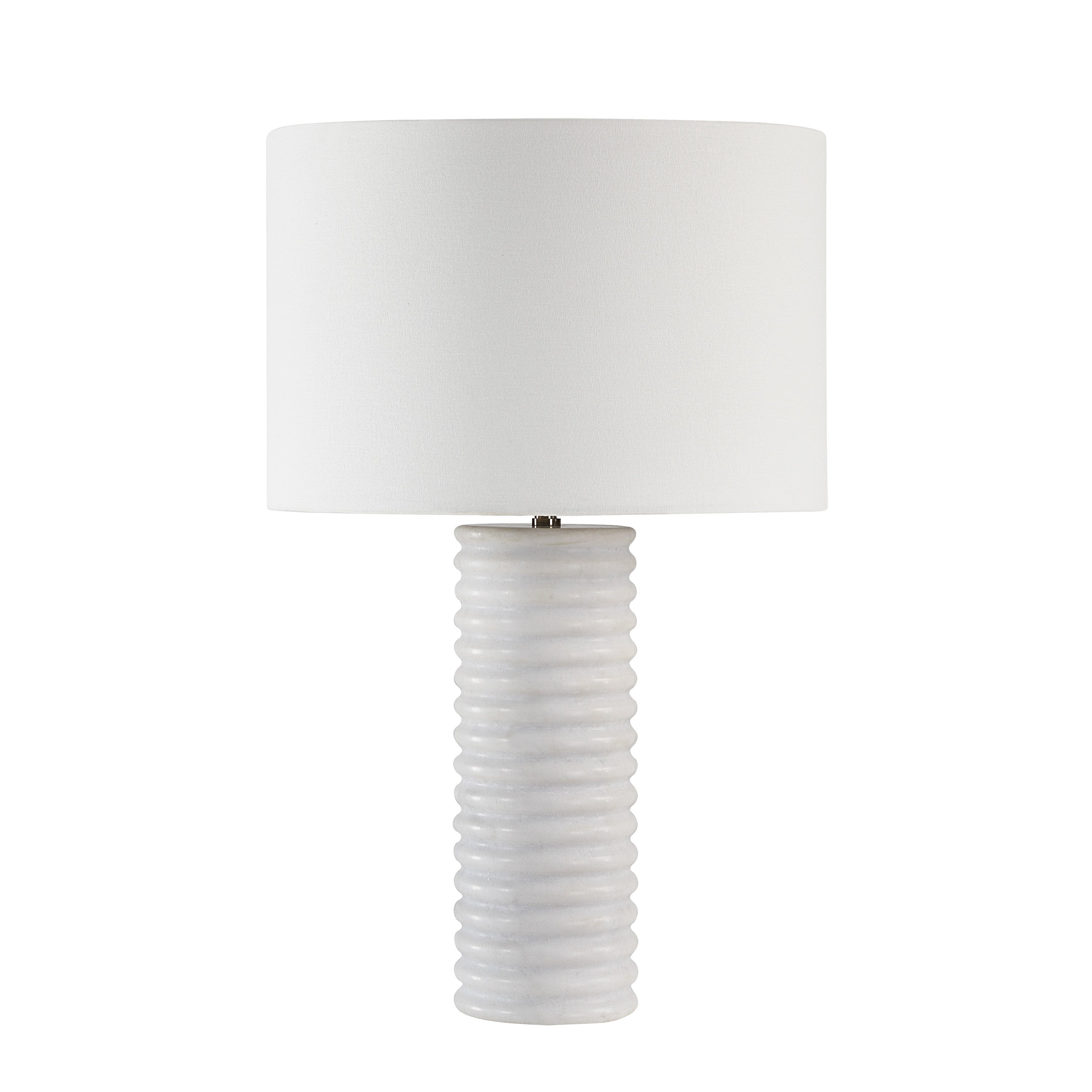 Alloro 24" Marble Table Lamp, White Linen Shade-Table Lamp-DECOROLALA