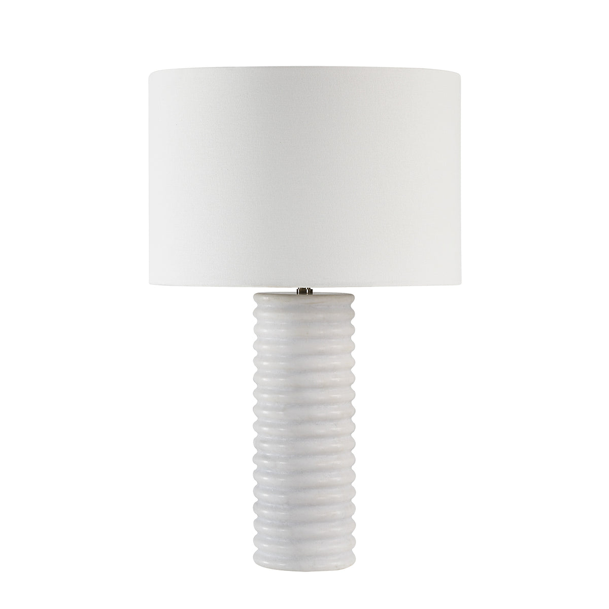 Alloro 24" Marble Table Lamp, White Linen Shade-Table Lamps-DECOROLALA
