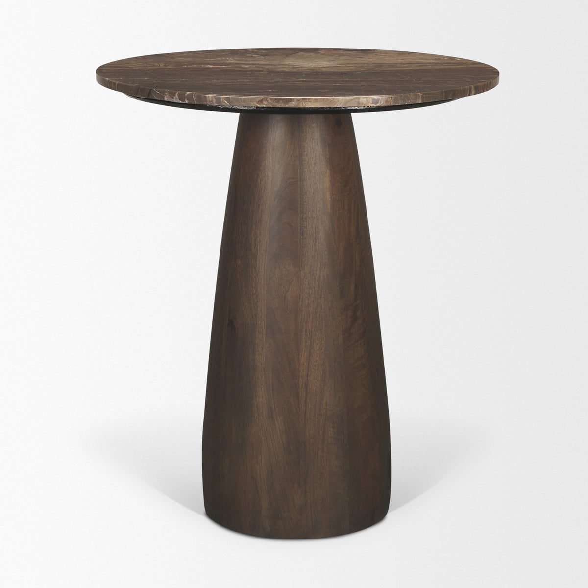 Allyson 32" Round Pedestal Dining Table | Savar Pink Marble & Wood | Seats 2-Dining Tables-DECOROLALA