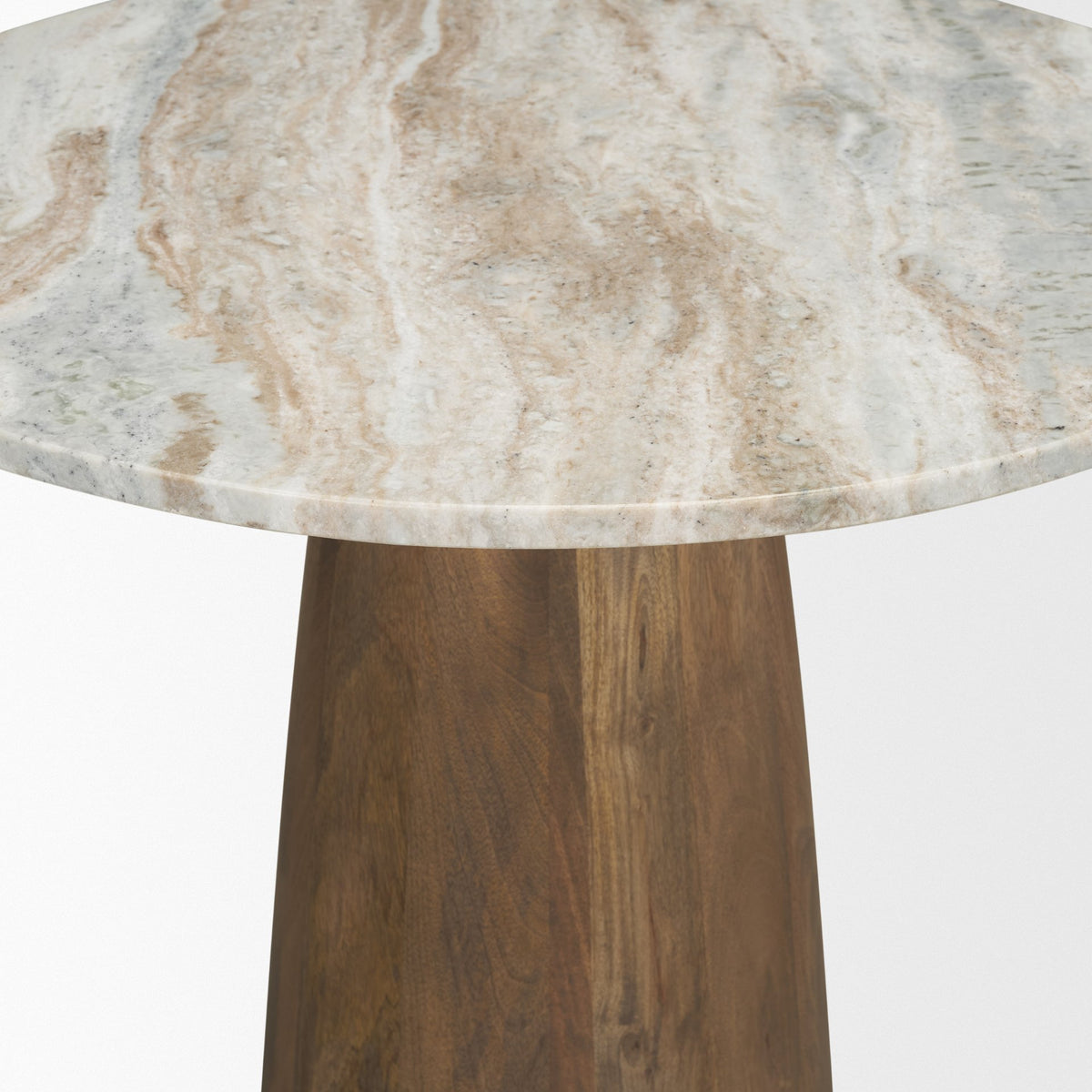 Allyson 32" Round Pedestal Dining Table | Savar Pink Marble & Wood | Seats 2-Dining Tables-DECOROLALA