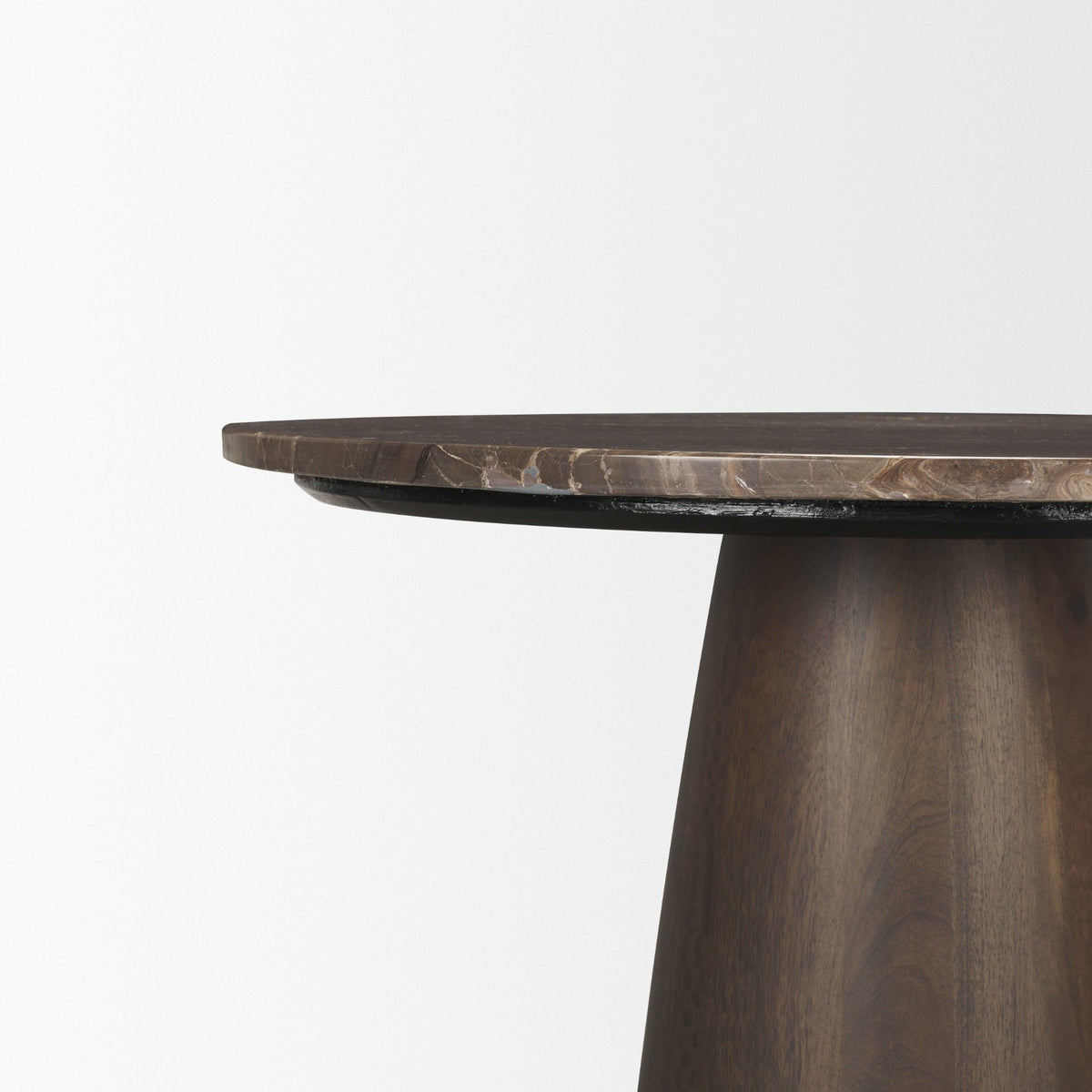 Allyson 32" Round Pedestal Dining Table | Savar Pink Marble & Wood | Seats 2-Dining Tables-DECOROLALA