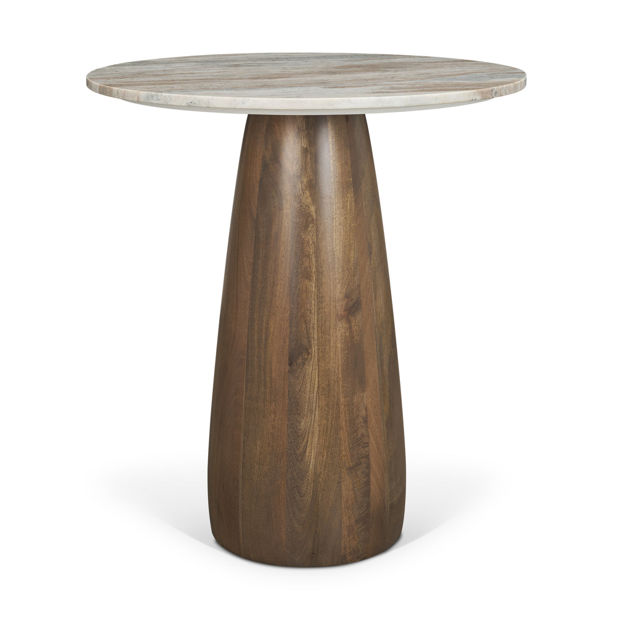 Allyson 32" Round Pedestal Dining Table | Savar Pink Marble & Wood | Seats 2-Dining Tables-DECOROLALA