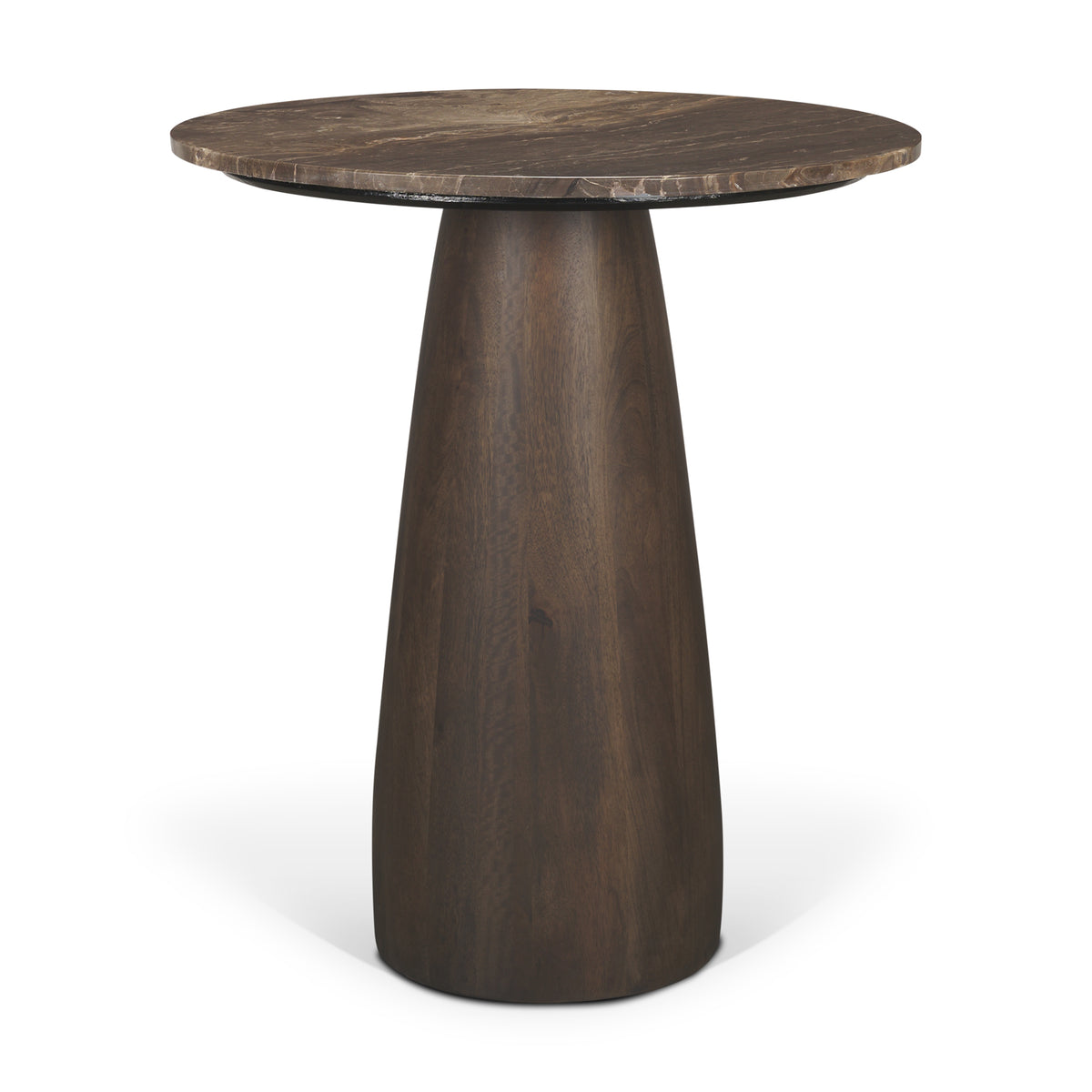 Allyson 32" Round Pedestal Dining Table | Savar Pink Marble & Wood | Seats 2-Dining Tables-DECOROLALA