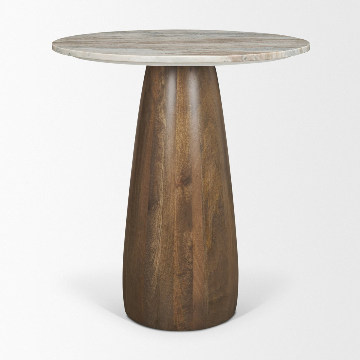 Allyson 32" Round Pedestal Dining Table | Savar Pink Marble & Wood | Seats 2-Dining Tables-DECOROLALA
