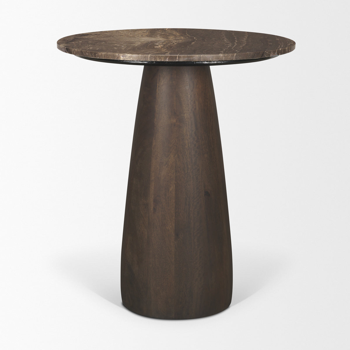 Allyson 32" Round Pedestal Dining Table | Savar Pink Marble & Wood | Seats 2-Dining Tables-DECOROLALA