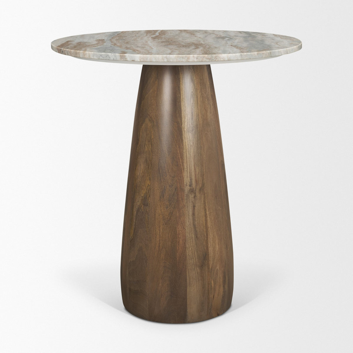 Allyson 32" Round Pedestal Dining Table | Savar Pink Marble & Wood | Seats 2-Dining Tables-DECOROLALA