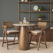 Allyson 32" Round Pedestal Dining Table | Savar Pink Marble & Wood | Seats 2-Dining Tables-DECOROLALA