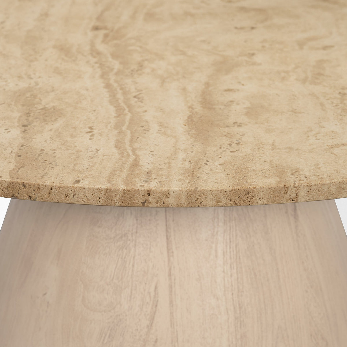 Allyson 36" Light Wood Base w/ Travertine Top Coffee Table-Coffee Tables-DECOROLALA
