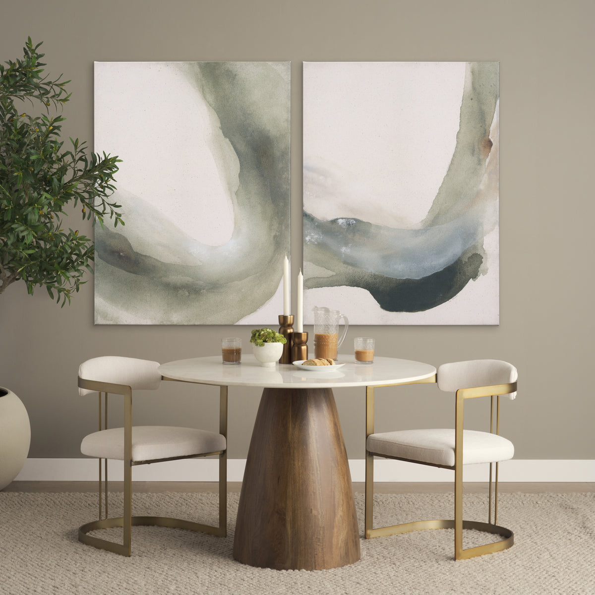 Allyson 42" Round Pedestal Dining Table | Marble | Seats 4-Dining Tables-DECOROLALA