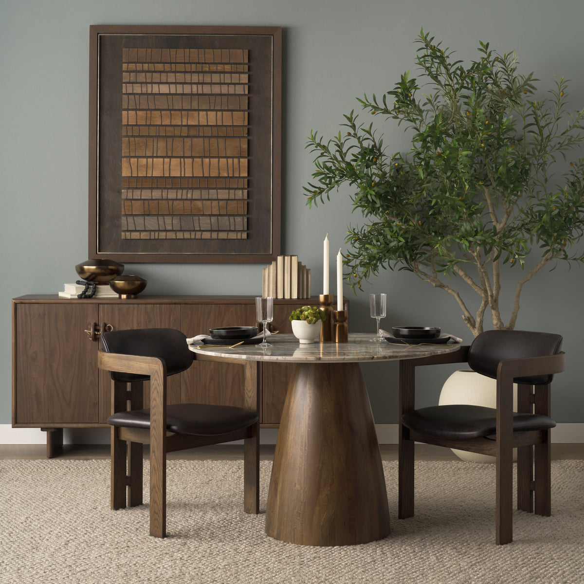 Allyson 42" Round Pedestal Dining Table | Marble | Seats 4-Dining Tables-DECOROLALA