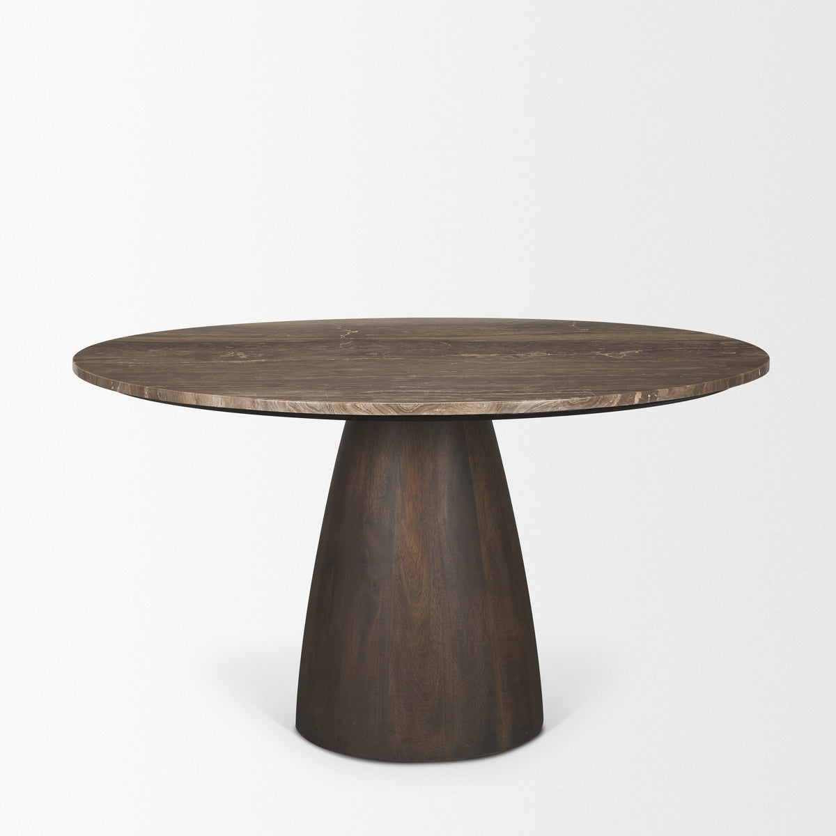 Allyson 54" Round Pedestal Dining Table | Savar Marble & Wood | Seats 6-Dining Tables-DECOROLALA