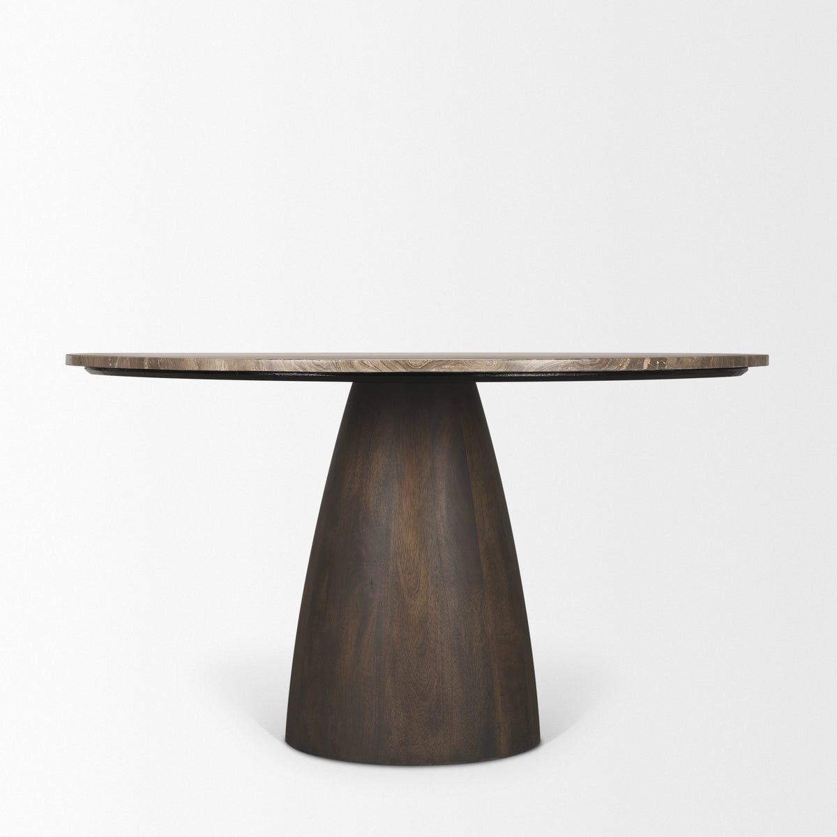 Allyson 54" Round Pedestal Dining Table | Savar Marble & Wood | Seats 6-Dining Tables-DECOROLALA