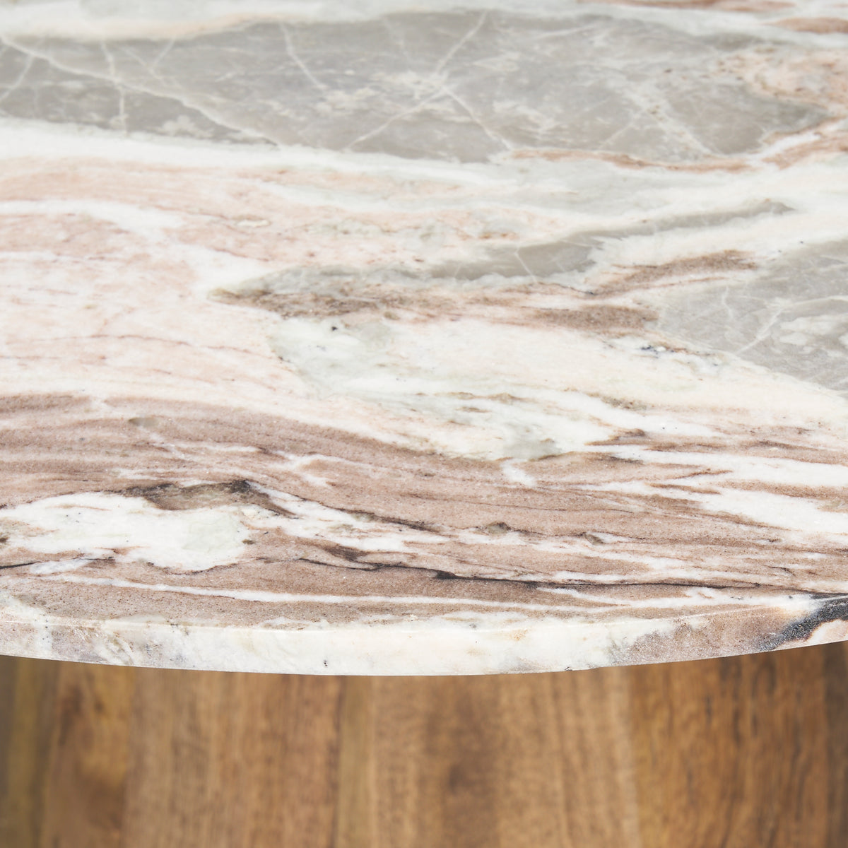 Allyson 54" Round Pedestal Dining Table | Savar Marble & Wood | Seats 6-Dining Tables-DECOROLALA