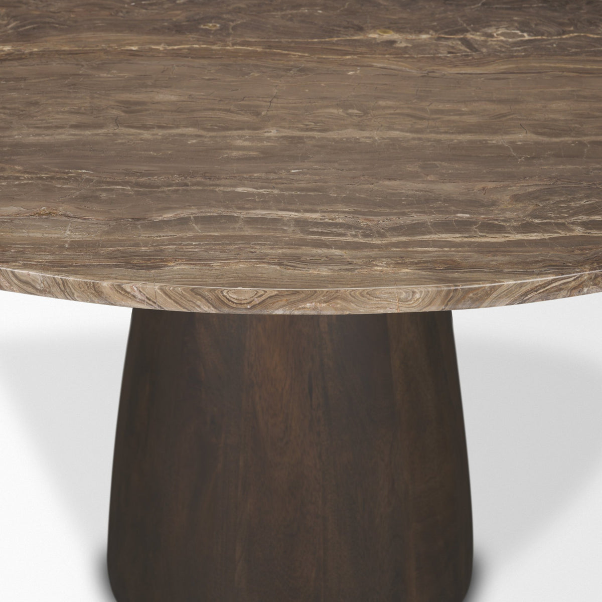Allyson 54" Round Pedestal Dining Table | Savar Marble & Wood | Seats 6-Dining Tables-DECOROLALA