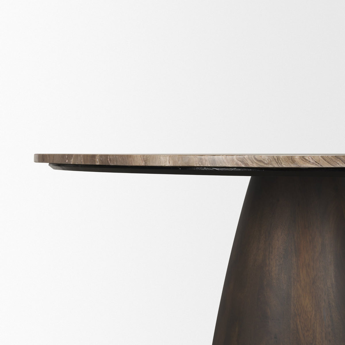 Allyson 54" Round Pedestal Dining Table | Savar Marble & Wood | Seats 6-Dining Tables-DECOROLALA
