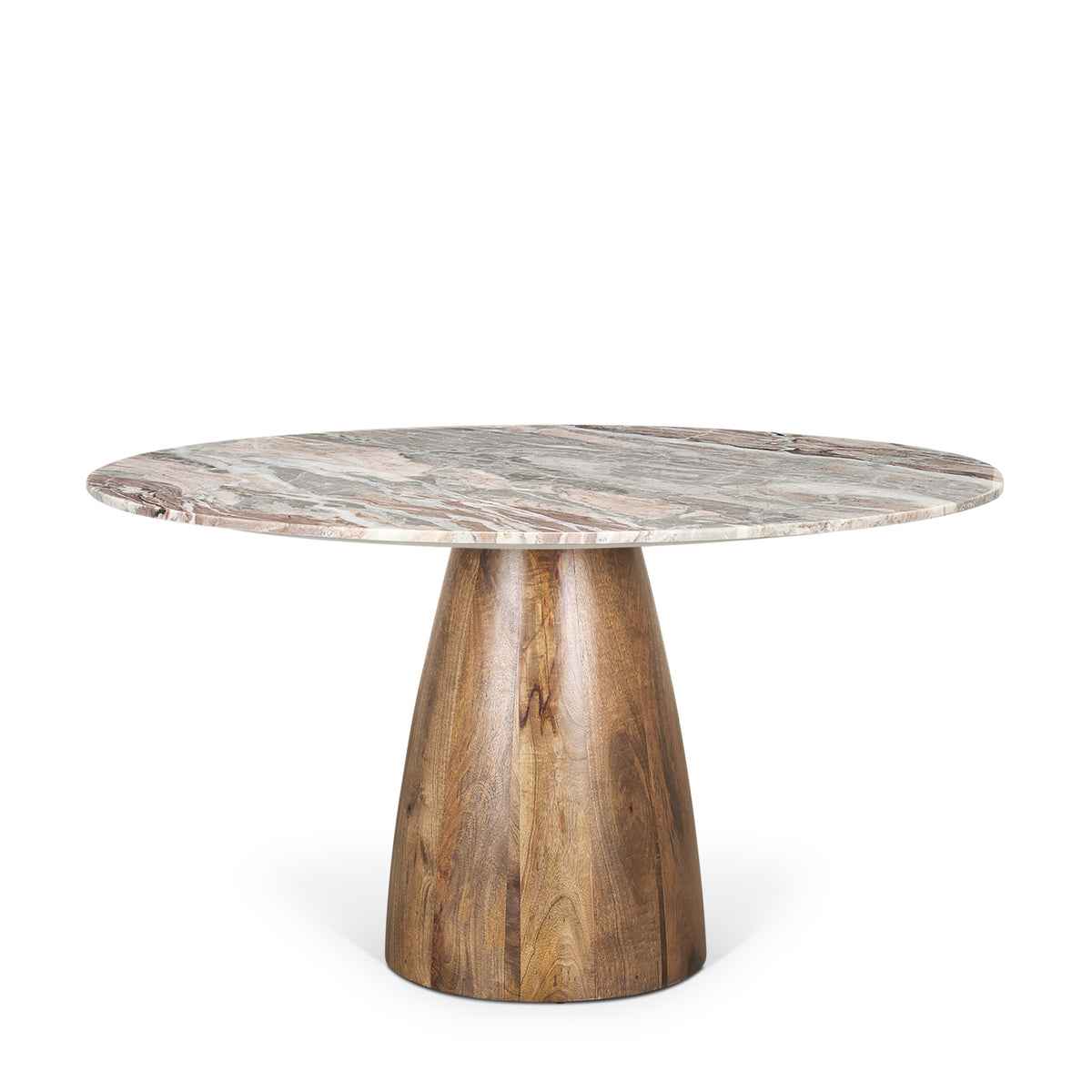 Allyson 54" Round Pedestal Dining Table | Savar Marble & Wood | Seats 6-Dining Tables-DECOROLALA