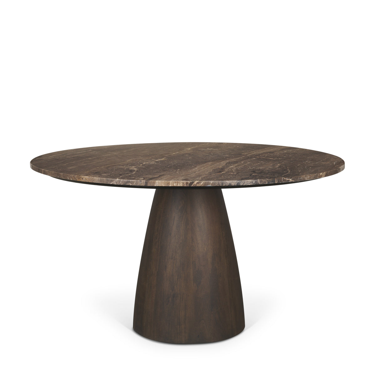 Allyson 54" Round Pedestal Dining Table | Savar Marble & Wood | Seats 6-Dining Tables-DECOROLALA