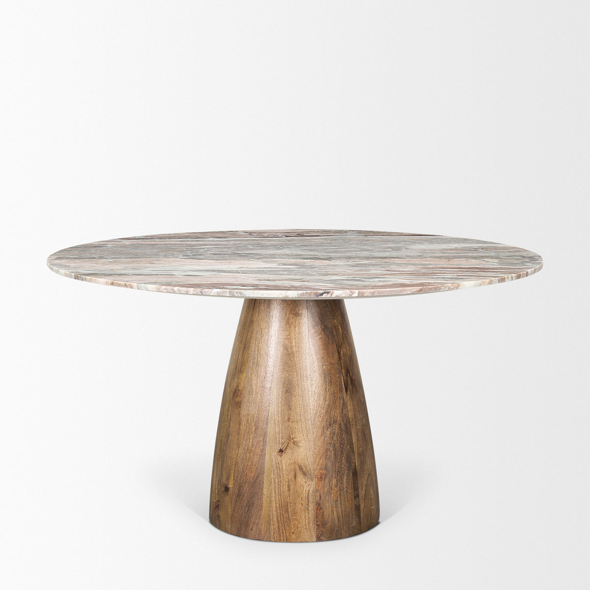 Allyson 54" Round Pedestal Dining Table | Savar Marble & Wood | Seats 6-Dining Tables-DECOROLALA