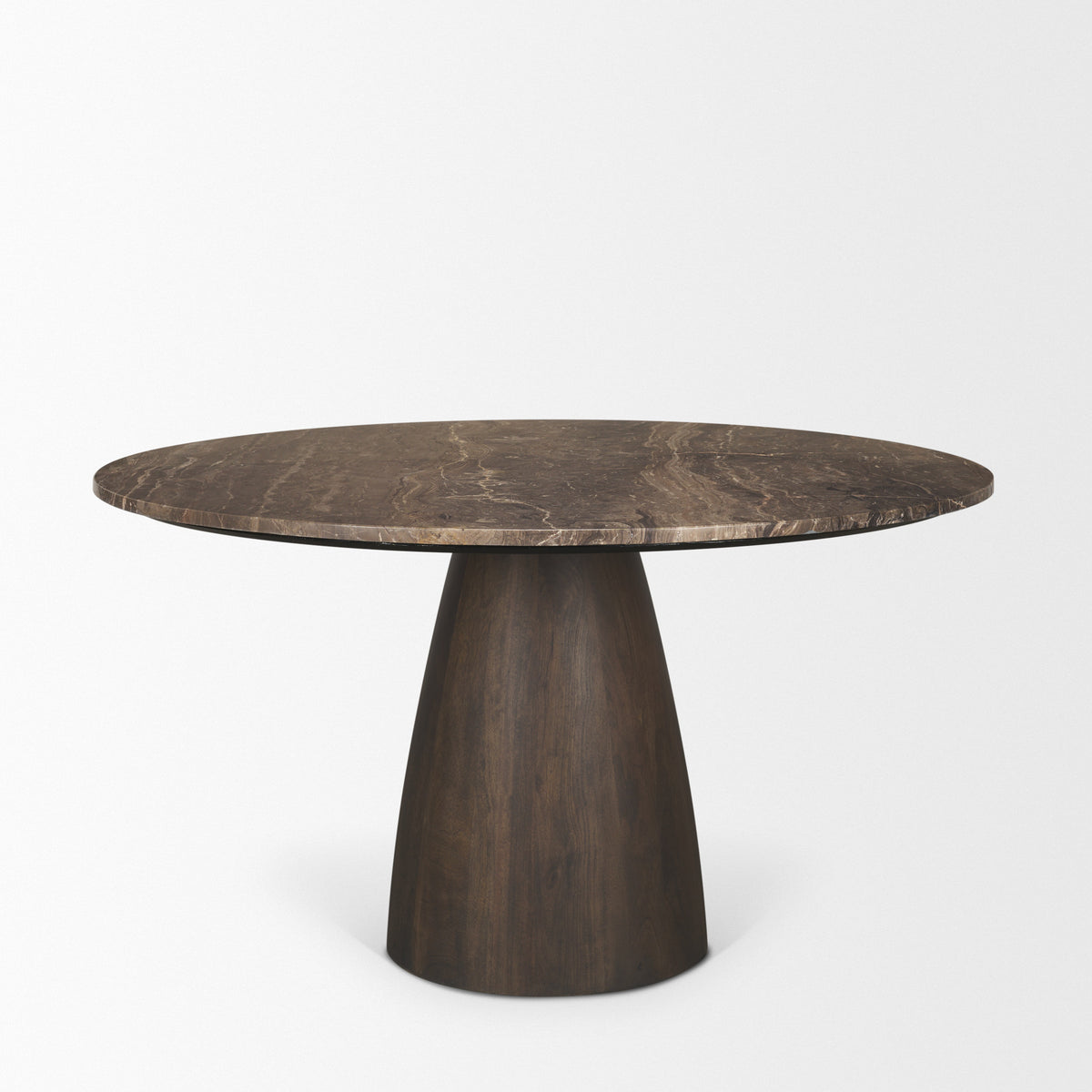 Allyson 54" Round Pedestal Dining Table | Savar Marble & Wood | Seats 6-Dining Tables-DECOROLALA