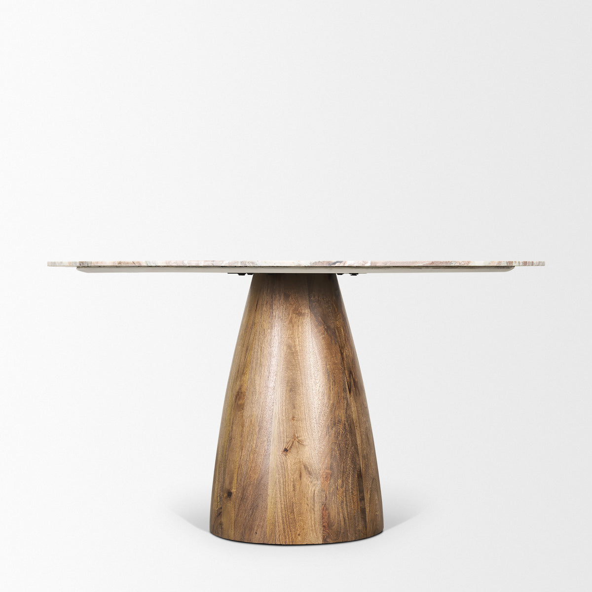 Allyson 54" Round Pedestal Dining Table | Savar Marble & Wood | Seats 6-Dining Tables-DECOROLALA