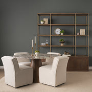 Allyson 54" Round Pedestal Dining Table | Savar Marble & Wood | Seats 6-Dining Tables-DECOROLALA