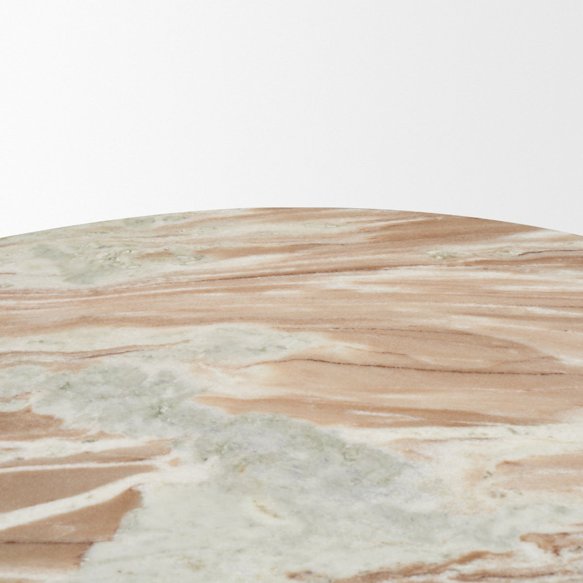 Allyson Round Brown Pedestal w/Savar Pink Marble Top Coffee Table-Coffee Tables-DECOROLALA